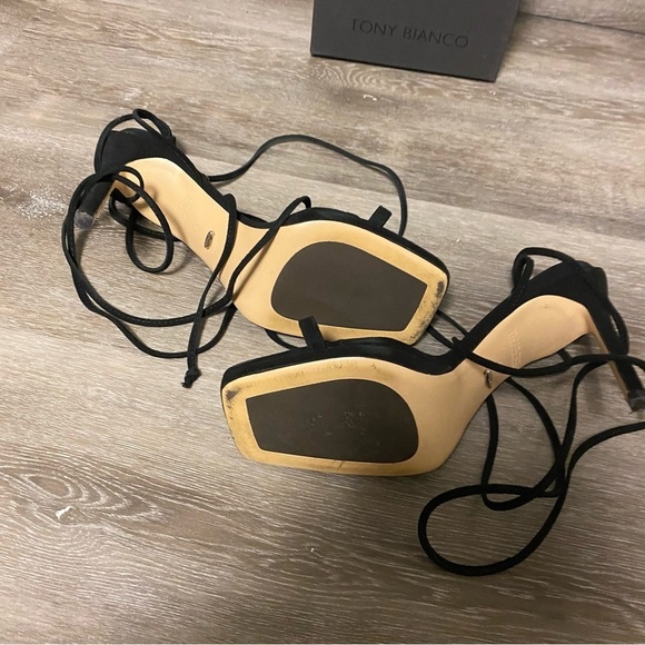 Tony Bianco | Fleur Lace Up Sandals In Black Suede Size 9 NEW - Picture 5 of 12